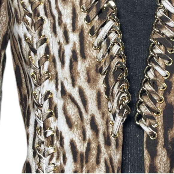 Michael Kors Printed Blazer gold chain link size 4 Jacket - Picture 3 of 7